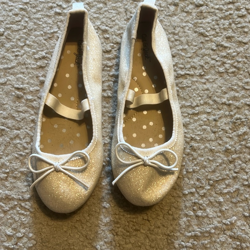 Cat & Jack White Glitter Dress Shoes